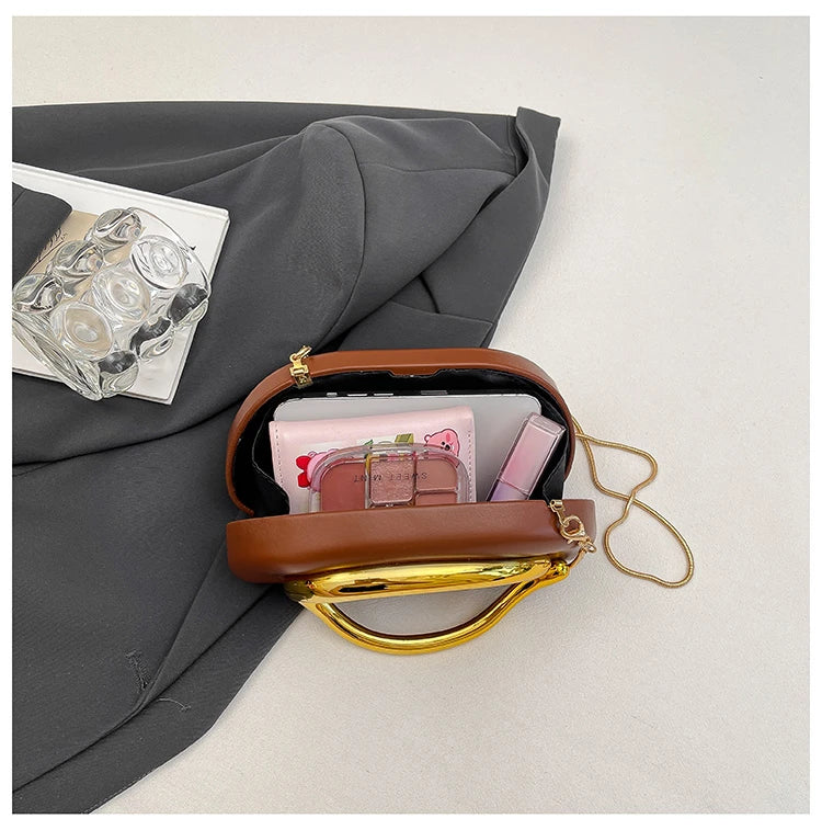 Women's Shoulder Bag, Crossbody Evening Clutch, Chain Design Handbag Purse, Stylish Ladies' Accessory for Parties & Events